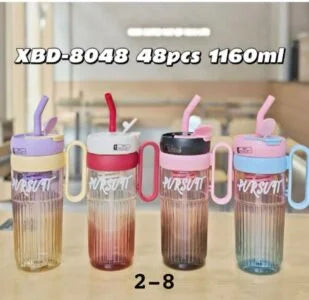 Pursuit Aesthetic Fluted Acrylic Glass Tumbler – 550ml Sipper with Straw and Easy-Grip Handle