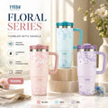 Home DRINKWARE Trendy Tumblers Tyeso Floral Series Insulated Tumbler with Handle (900ml) – Premium Stainless Steel Travel Mug with Leakproof Lid